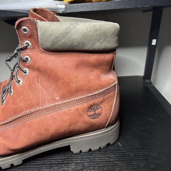 Timberland Boots Red Mens Size 14 Made In USA - Picture 6 of 15